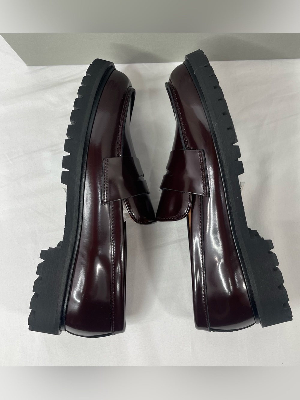 Thursday Boot Co Penny Burgundy Leather Lug Loafers Women’s 9 New - Picture 7 of 10
